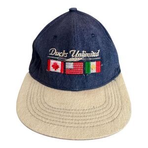 Vintage Ducks Unlimited Flags USA Canada Mexico Adjustable Snapback Hat